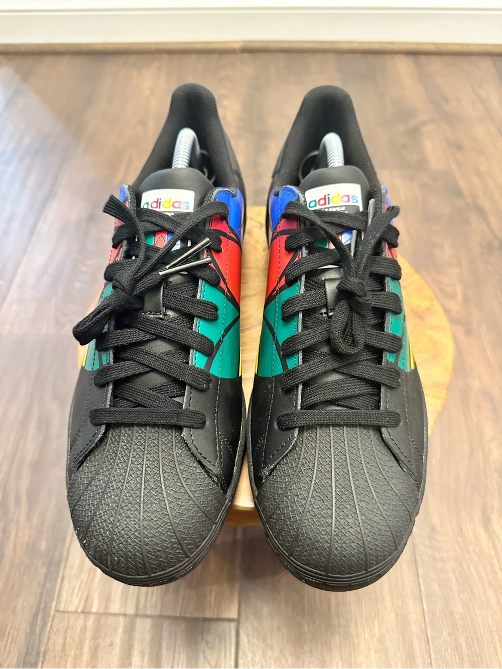 Adidas Men’s Superstar Pure Colorful Trefoil - Core Black Sneakers, Size 9.5